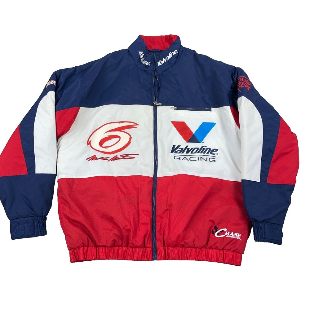 Vintage Nascar Jacket Men Large Mark Martin 90s Y2K Bomber Puffer Colorblock